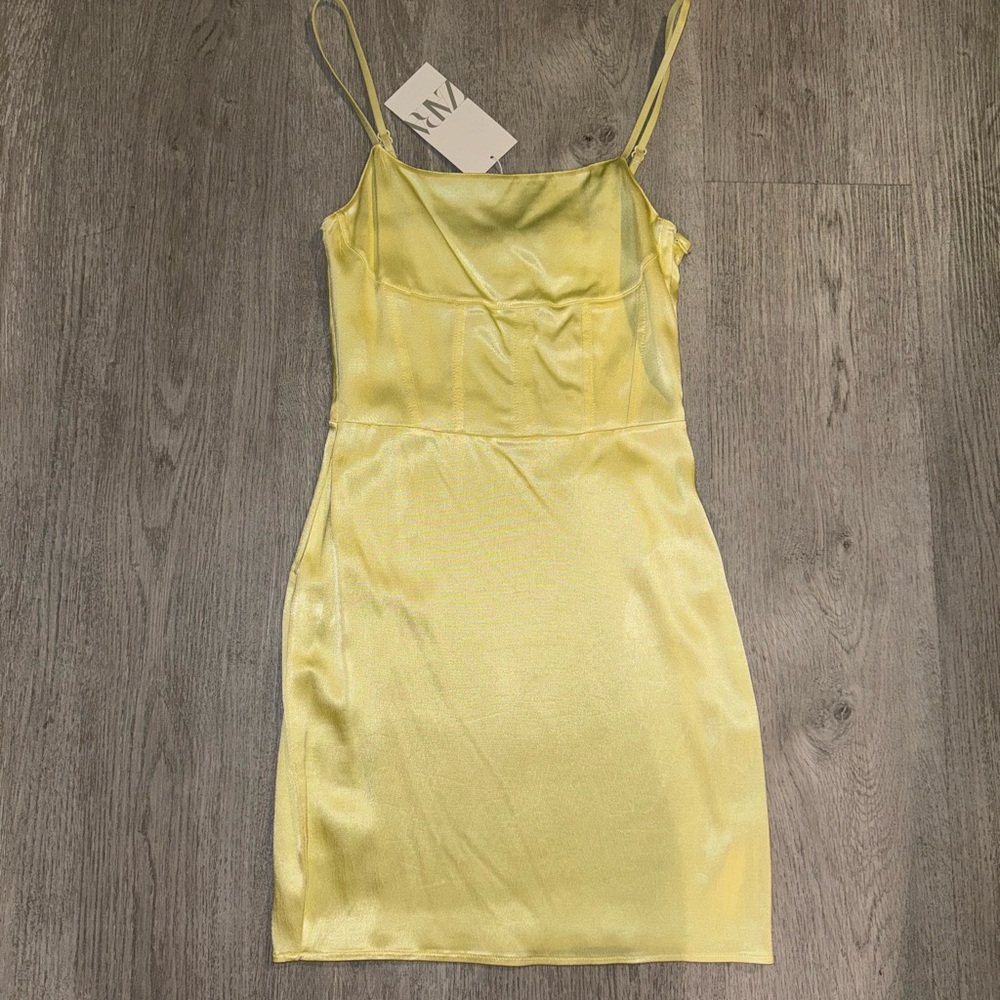 Zara Yellow Spaghetti Strap Slip Dress
